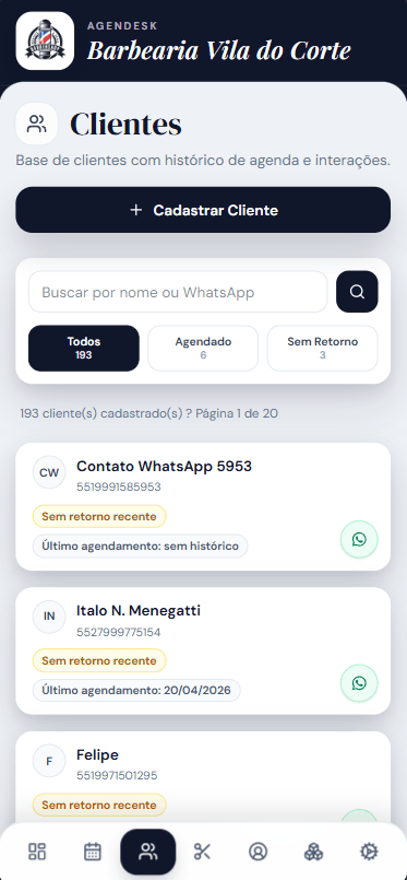 Tela 1 da demonstração do Agendesk