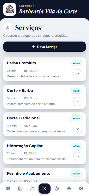 Tela 2 da demonstração do Agendesk