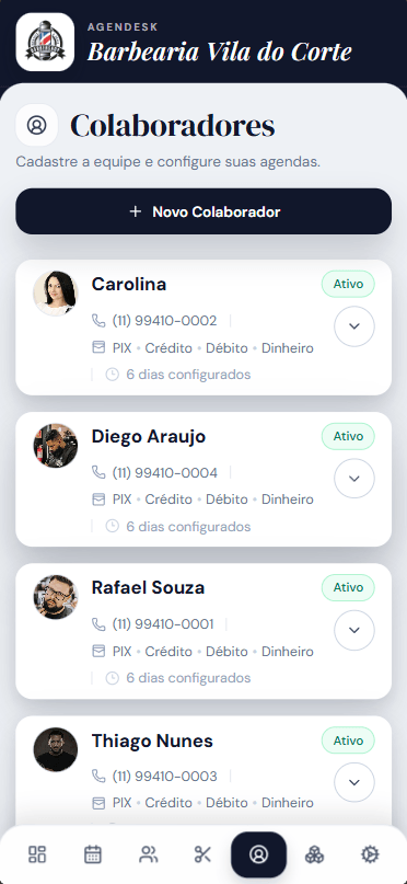 Tela 3 da demonstração do Agendesk