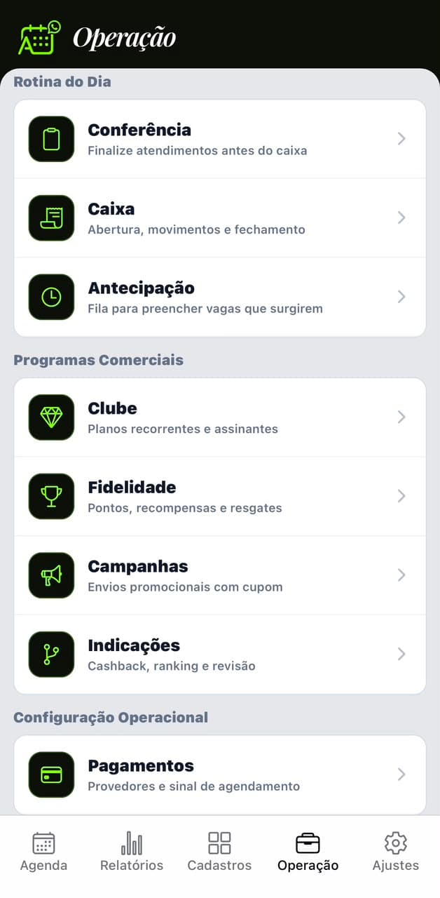 Tela do aplicativo Agendesk